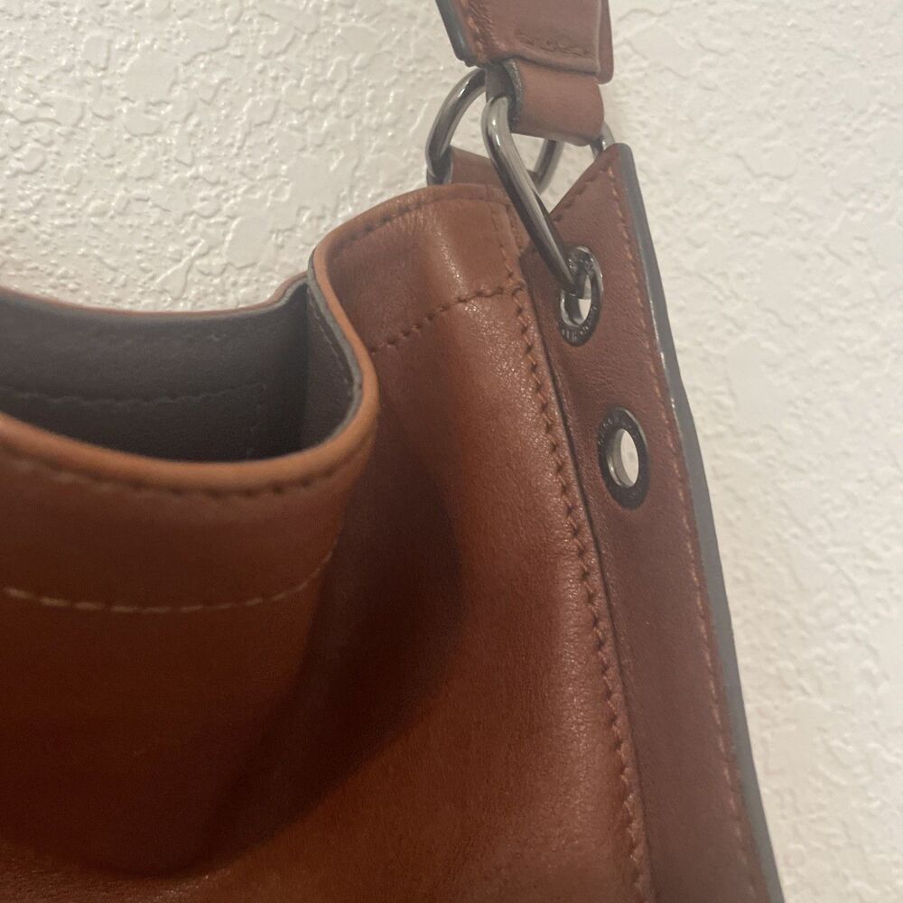 Longchamp Paris Leather Brown Handbag Tote Bag Satchel Purse Classic Preppy See - Picture 11 of 16